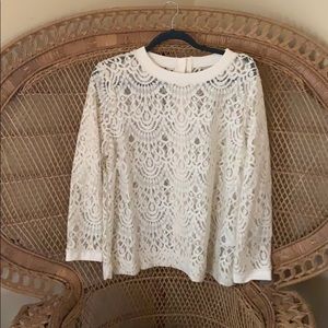 Banana republic cream lace top size xl
